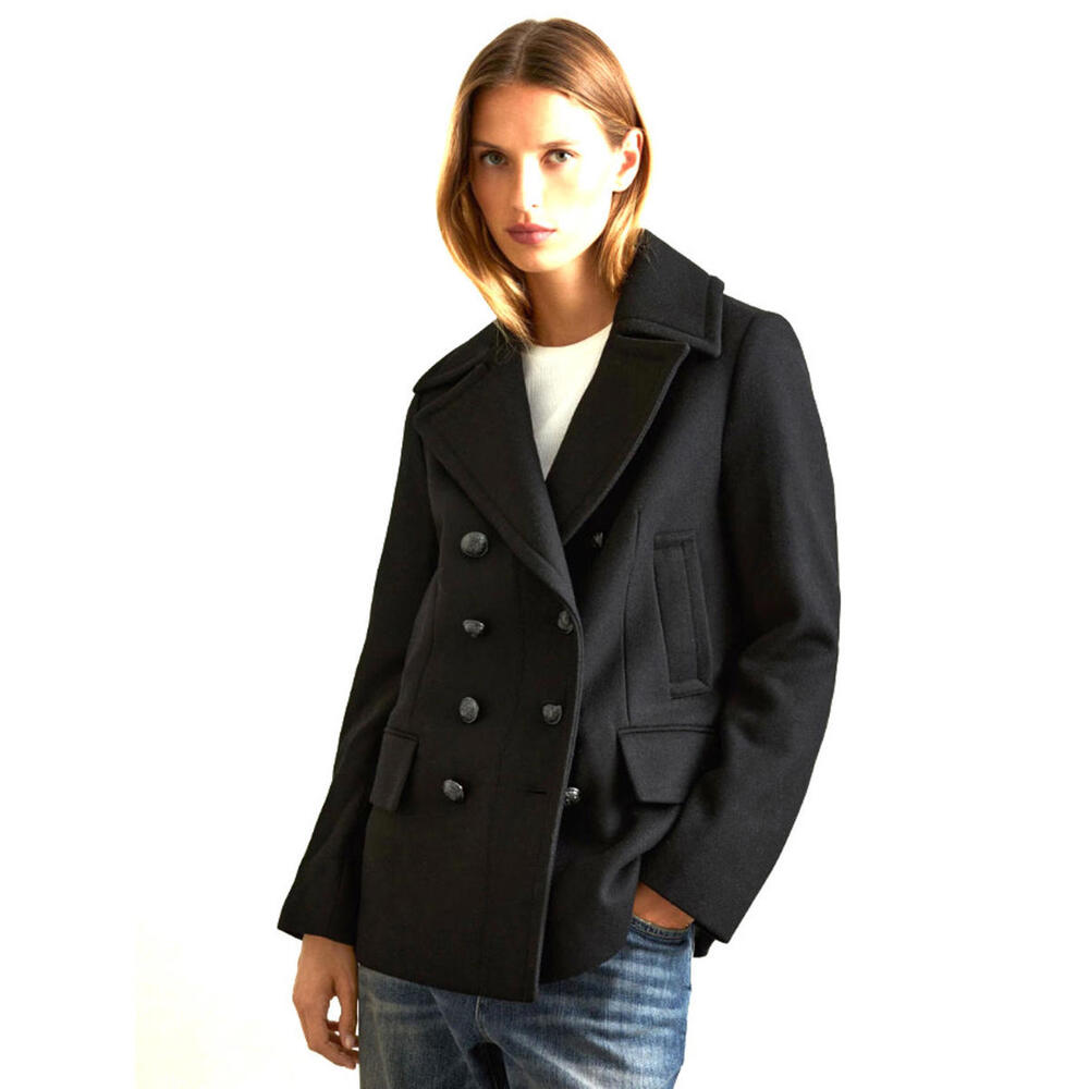 New Reiss Black Double-Breasted Coat - Picture 2 of 11